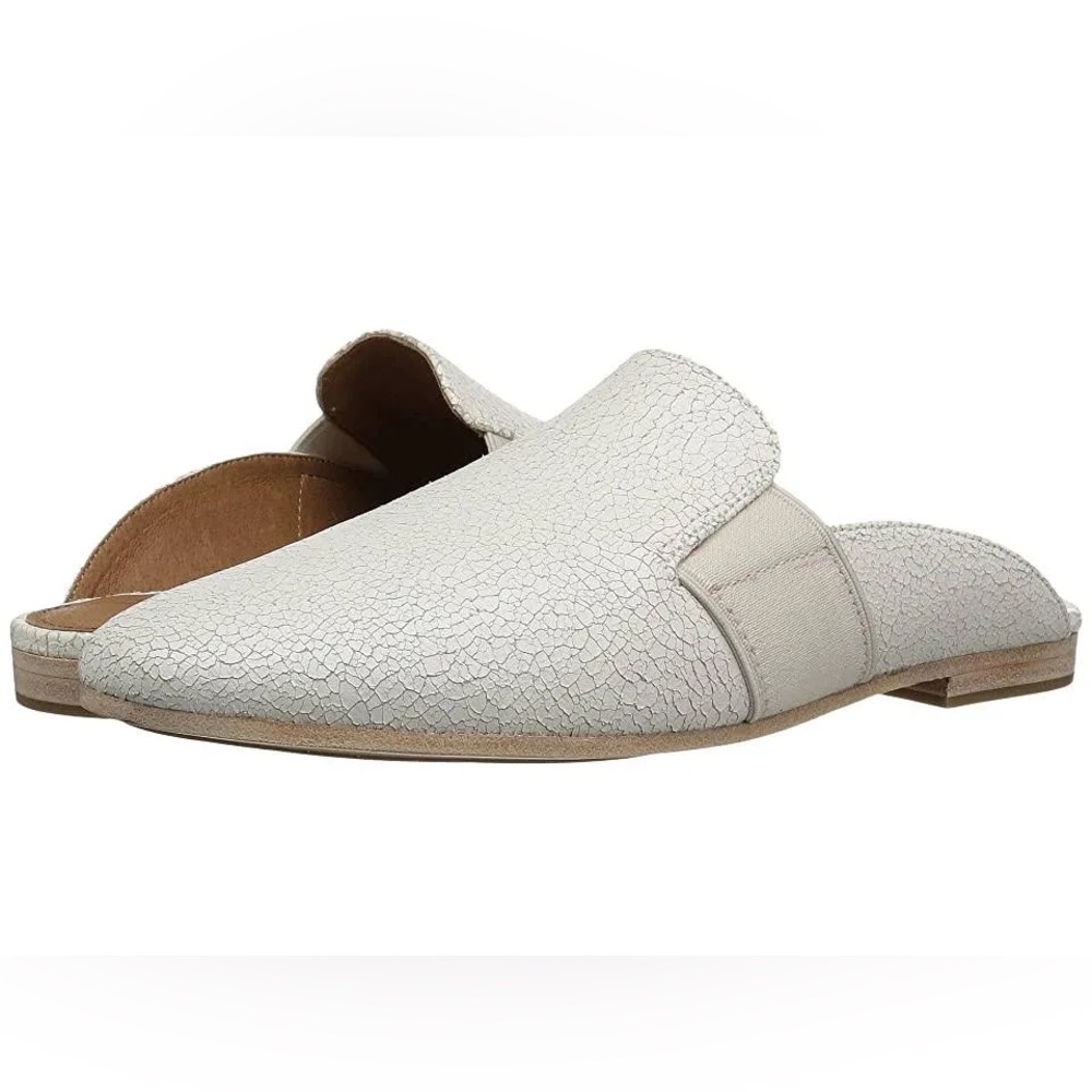 Frye Terri Gore Mule Italian Crackled Leather Slip On Flat Mule Cream size‎ 6